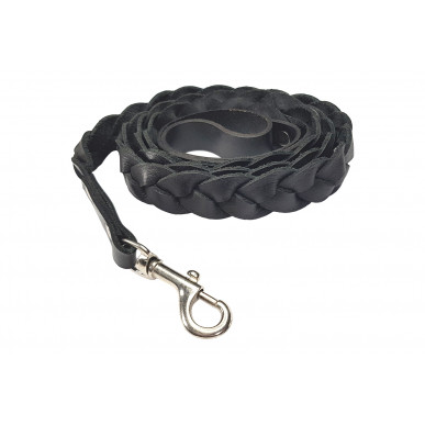 D1 Hundkoppel i läder svart 150 cm VlaMiTex
