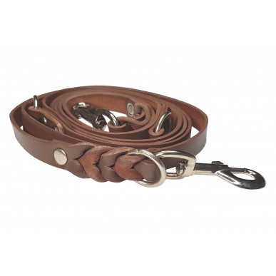 D2 Adjustable Leather Dog Leash Brown VlaMiTex