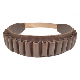 J46 Cinturón de Cartuchos de Cuero Auténtico Marrón 12 cal Talla 85-110 cm VlaMiTex