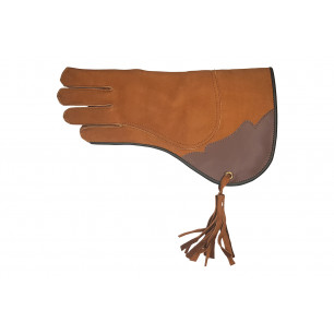 Falconry Glove Leather Orange – Double Layered with Forearm Protection & D-Ring