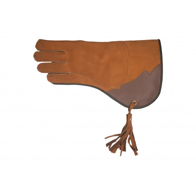 قفاز صقارة جلد برتقالي - بطبقتين مع حماية للساعد وحلقة D