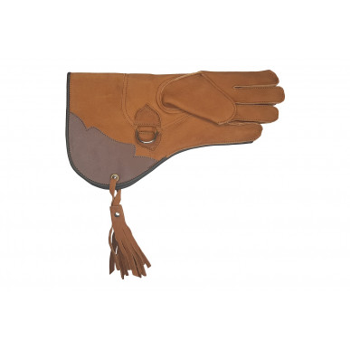 Falconry Glove Leather Orange – Double Layered with Forearm Protection & D-Ring