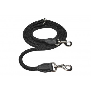 Produktbeschreibung: VlaMiTex D3 Verstellbare Freihandleine aus Nylon 200–350 cm – Schwarz – von vorne