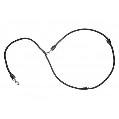 VlaMiTex D3 verstellbare Freihandleine 200–350 cm Schwarz | Nylon mit Leder-O-Ringen