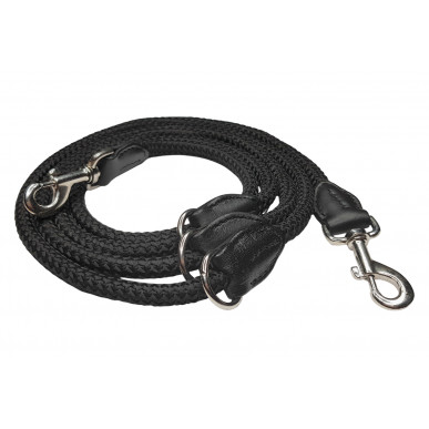 VlaMiTex D3 verstellbare Freihandleine 200–350 cm Schwarz | Nylon mit Leder-O-Ringen