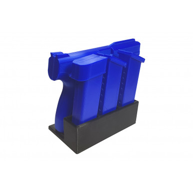 Suporte de Mesa para 1 Pistola & 3 Carregadores – Armazenamento Compacto para Armas Curtas