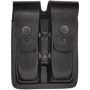 Pochette double en cuir pour chargeurs M2 pour pistolets Smith & Wesson de VlaMiTex – vue de face