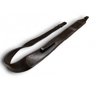 Vlamitex correa de cuero para rifle, marrón — antideslizante, con lazo (6 cm/2,5 cm, 110 cm)