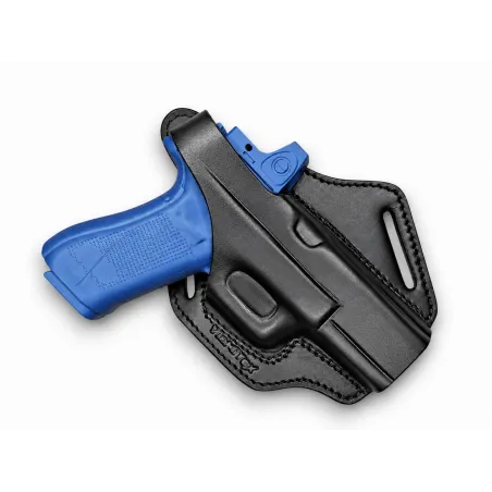 B45 Cross-Draw OWB Leather Holster for Glock 19 incl. MOS Optic-Ready with Red Dot