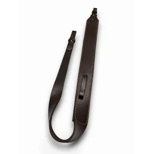 Vlamitex kožený popruh na pušku, hnědý — protiskluz, očko pro palec (6 cm/2,5 cm, 110 cm)