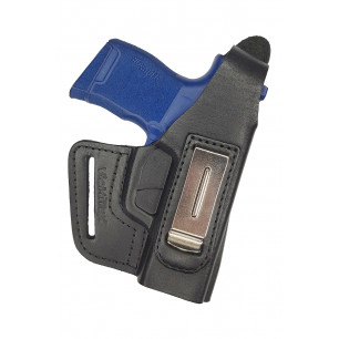 OWB / IWB 3-3 Leather Holster for Sig Sauer P365 Black VlaMiTex – front view