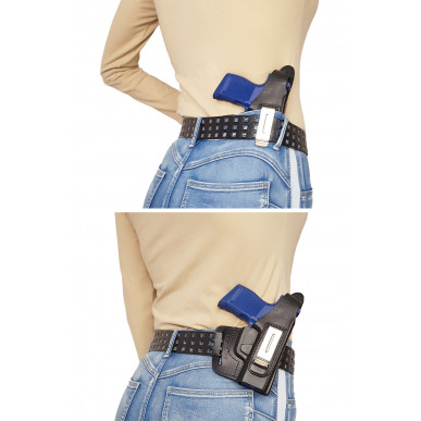 OWB / IWB 5-5 Leather Holster for Walther PP Manurhin Black VlaMiTex