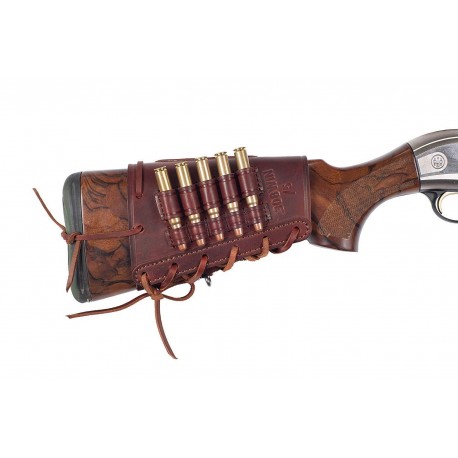 J19 Leather Hunting Buttstock Ammo Cartridge .308 WIN caliber Brown VlaMiTex