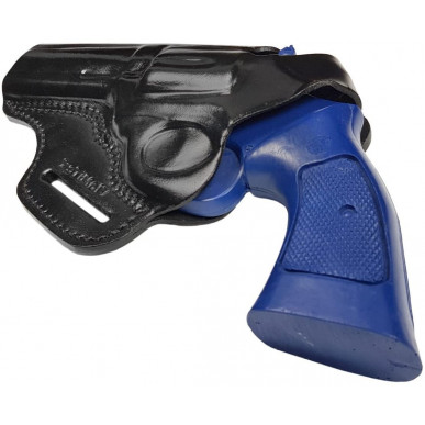 R4Li kožené pouzdro na revolver pro Smith & Wesson 686 s 3palcovou hlavní pro leváky – pohled zezadu