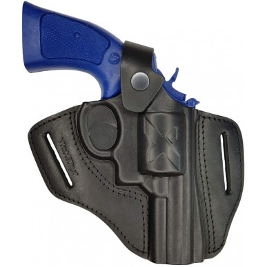 R3 Holster en cuir pour revolver Smith & Wesson 386 canon de 2,5 pouces noir VlaMiTex – vue de face
