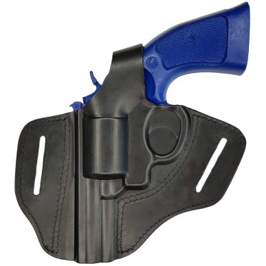 R3 Leder Revolver Holster für Smith & Wesson COMBAT M19 2,5 Zoll Lauf schwarz VlaMiTex – seitlich