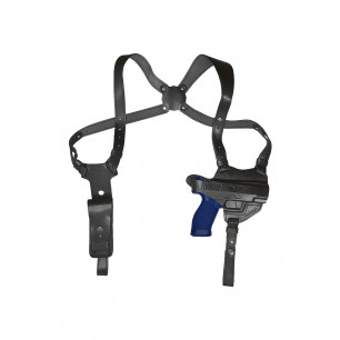 Leather Shoulder Holster Walther PDP with Double Magazine Pouch