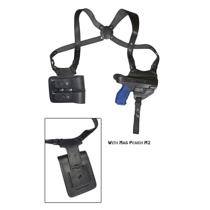 S5M2 Holster d'épaule en cuir pour HK SFP9 VP9 avec double poche pour chargeur