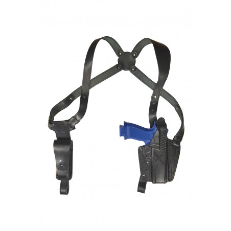 S24 nahkainen olkakotelo Sig Sauer P320 X-Five -pistoolille, musta VlaMiTex