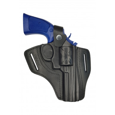 R4 Leather Revolver Holster for Smith & Wesson 686 4 Inch Barrel Black VlaMiTex – front view