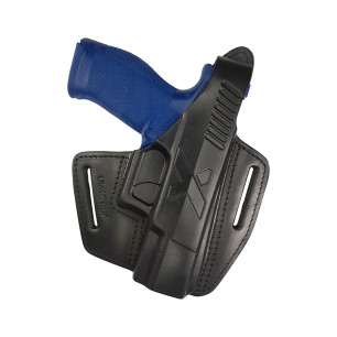 B5 Leather Holster for Walther PDP Barrel 4 Inch Black with Red Dot VlaMiTex – front view