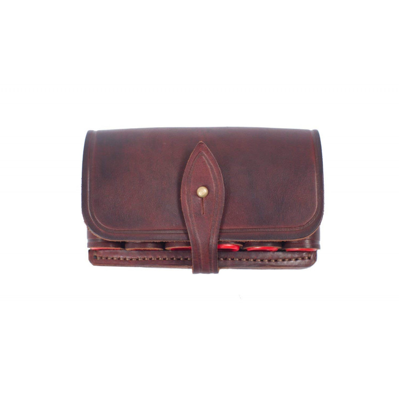 J1 Étui à cartouches en cuir véritable marron calibre 12 VlaMiTex