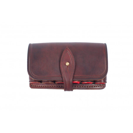 Cartridge Pouch Leather Caliber 12 – Brown Genuine Leather Pouch for Shotgun Shells