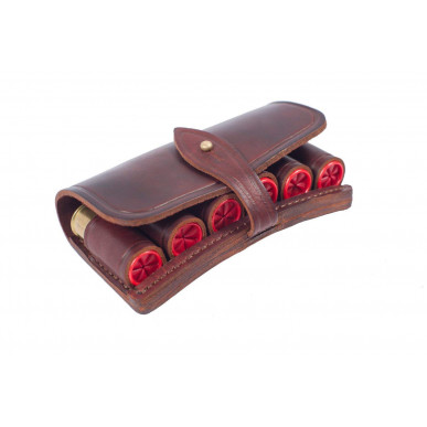 Étui à cartouches en cuir calibre 12 – Étui en cuir véritable marron pour cartouches de chasse