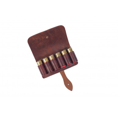 Cartridge Pouch Leather Caliber 12 – Brown Genuine Leather Pouch for Shotgun Shells