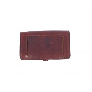 Étui à cartouches en cuir calibre 12 – Étui en cuir véritable marron pour cartouches de chasse