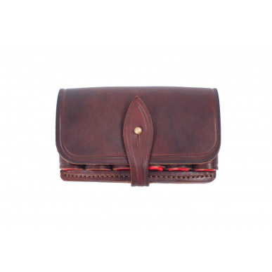 16구경 탄약 파우치 – 갈색의 컴팩트한 천연 가죽 파우치