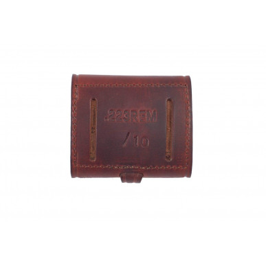 .223 Rem Cartridge Case – Brown Leather Case for 10 Rifle Cartridges