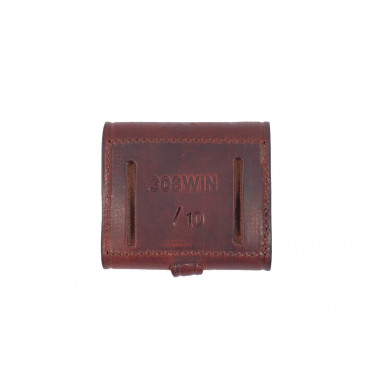 .308 Win Cartridge Case – Brown Leather Case for 10 Rifle Cartridges