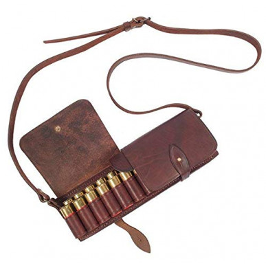 Patronentasche Leder Kaliber 12 – Braune Echtledertasche für Schrotpatronen