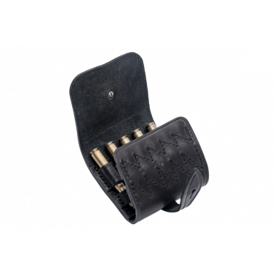 Portacartuchos .223 Rem Negro – Soporte de cinturón de cuero genuino para 5 cartuchos