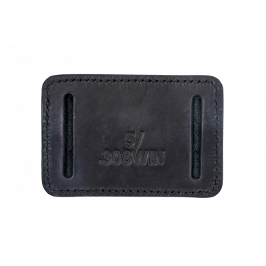 .308 Win Cartridge Holder Black – Genuine Leather Belt Holder for 5 Cartridges