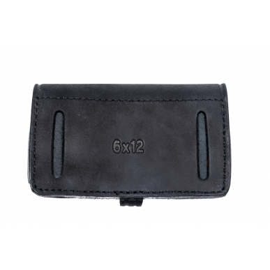 Estuche de cartuchos calibre 12 negro – Estuche de cuero genuino con 6 lazos