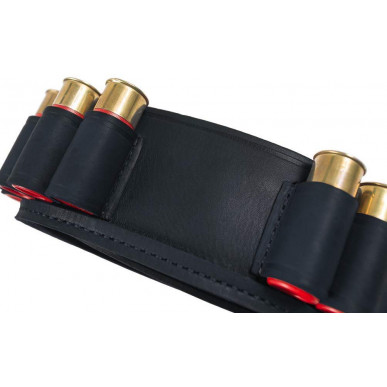 Cinturón de cartuchos de cuero calibre 12 – Cinturón negro J25 con 22 bucles para cartuchos