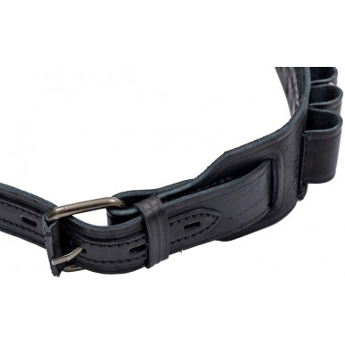Cinturón de cartuchos de cuero calibre 12 – Cinturón negro J25 con 22 bucles para cartuchos