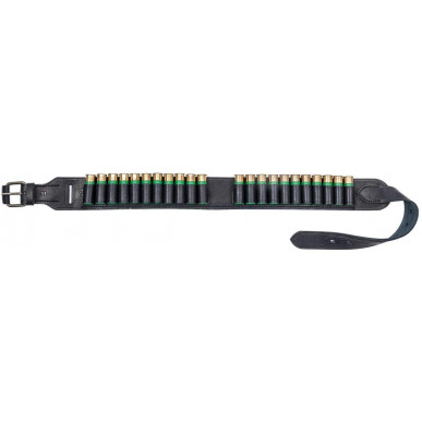 Cinturón de cartuchos de cuero calibre 12 – Cinturón negro J25 con 22 bucles para cartuchos