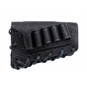 Shaft Cartridge Case Caliber 12 Black – Leather Case for 5 Shotgun Shells