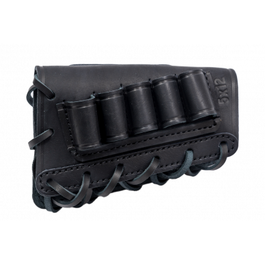 Estojo de Cartuchos de Calibre 12 Preto – Estojo de Couro para 5 Cartuchos de Espingarda