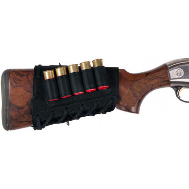 Kaliber 12 patruunatasku musta – nahkakotelo 5 haulipatruunalle