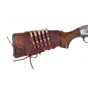 J19 Schaft Patronenetui Echtleder Braun cognac 308 WIN kaliber 7 – von vorne