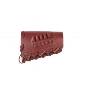 Stock Cartridge Pouch .223 Rem – Genuine Leather Brown with 5 Loops