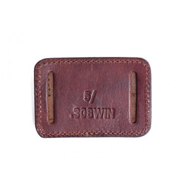 .223 Rem Cartridge Holder – Open Leather Version Brown for 5 Rifle Cartridges
