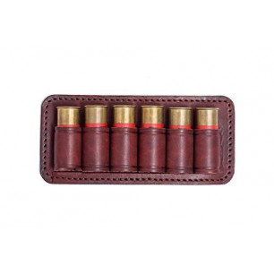 Caliber 20 Cartridge Holder – Open Leather Version Brown for 6 Shotgun Shells