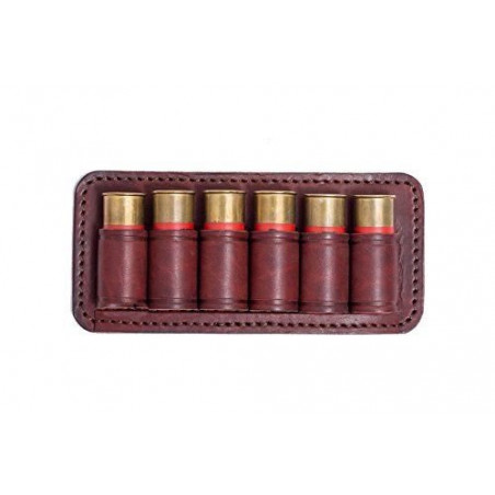 Caliber 20 Cartridge Holder – Open Leather Version Brown for 6 Shotgun Shells