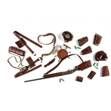 검정색 천연 가죽 총기 벨트 – 장총용 조절 가능한 사냥 벨트