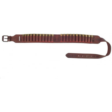 Leather Cartridge Belt Caliber 12 – Brown Shotgun Shell Belt with 22 Loops